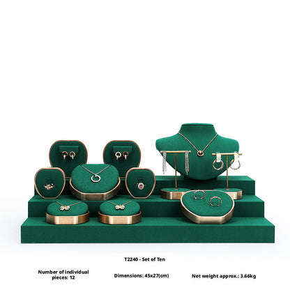 Metal & Suede Jewelry Display Stand Set for Retail Store Countertop