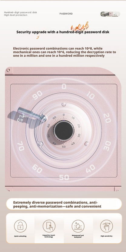Retro Modern Jewelry Safe, A10-Grade Steel Security Box, Mechanical Dial Lock