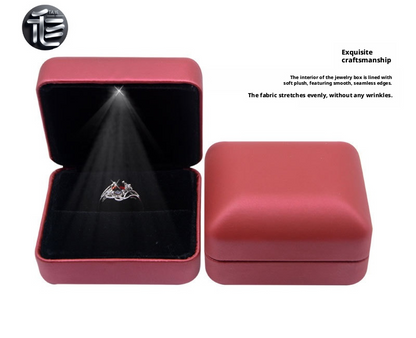 5pcs LED Jewelry Box with Bat Heart Ring for Gothic Proposal and Gift