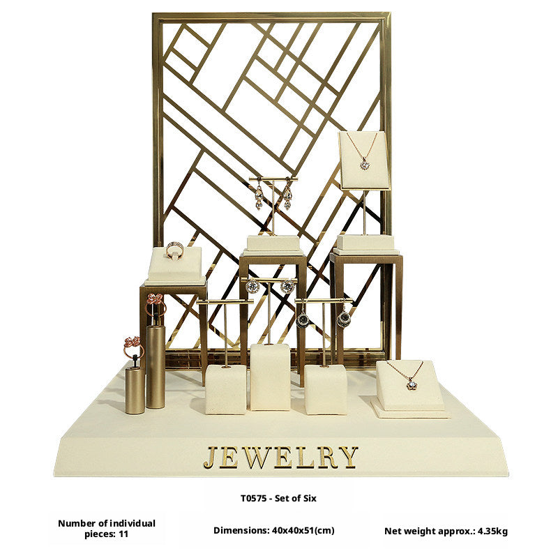 Modern Metal Suede Jewelry Organizer and Showcase Stand