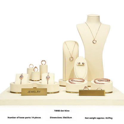 Beige Velvet Necklace Bust and Countertop Display Stands