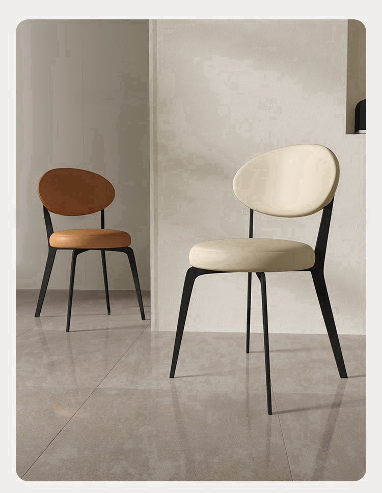 French cream style white minimalist dining chair