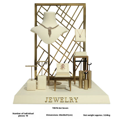 Modern Metal Suede Jewelry Organizer and Showcase Stand