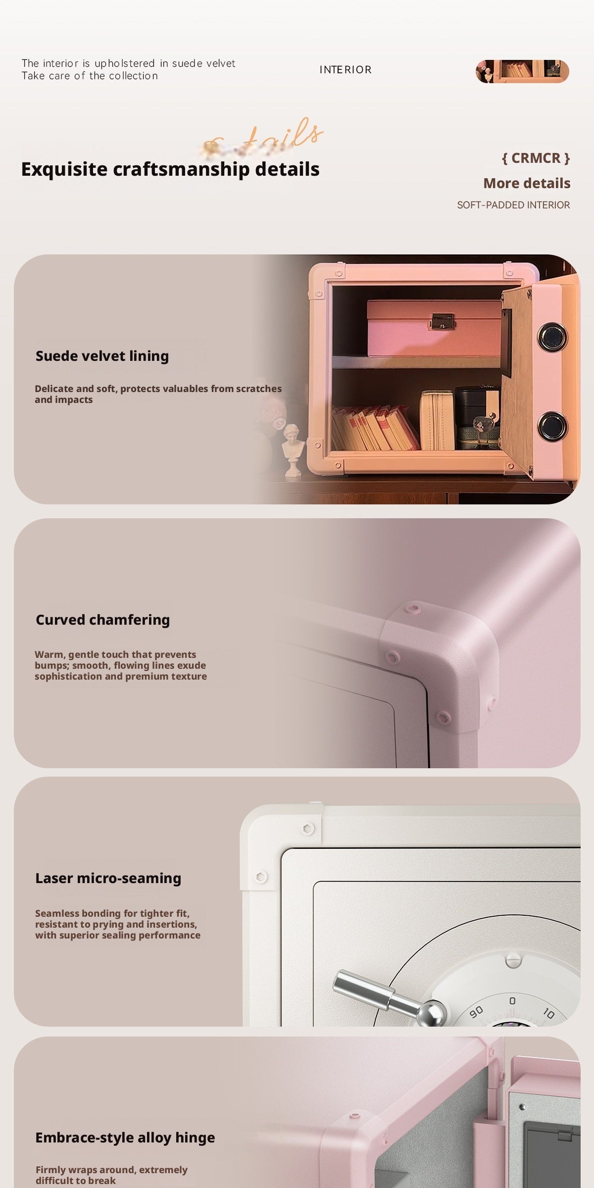 Retro Modern Jewelry Safe, A10-Grade Steel Security Box, Mechanical Dial Lock
