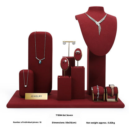 Elegant Metal Velvet Jewelry Organizer Display Props for Countertop
