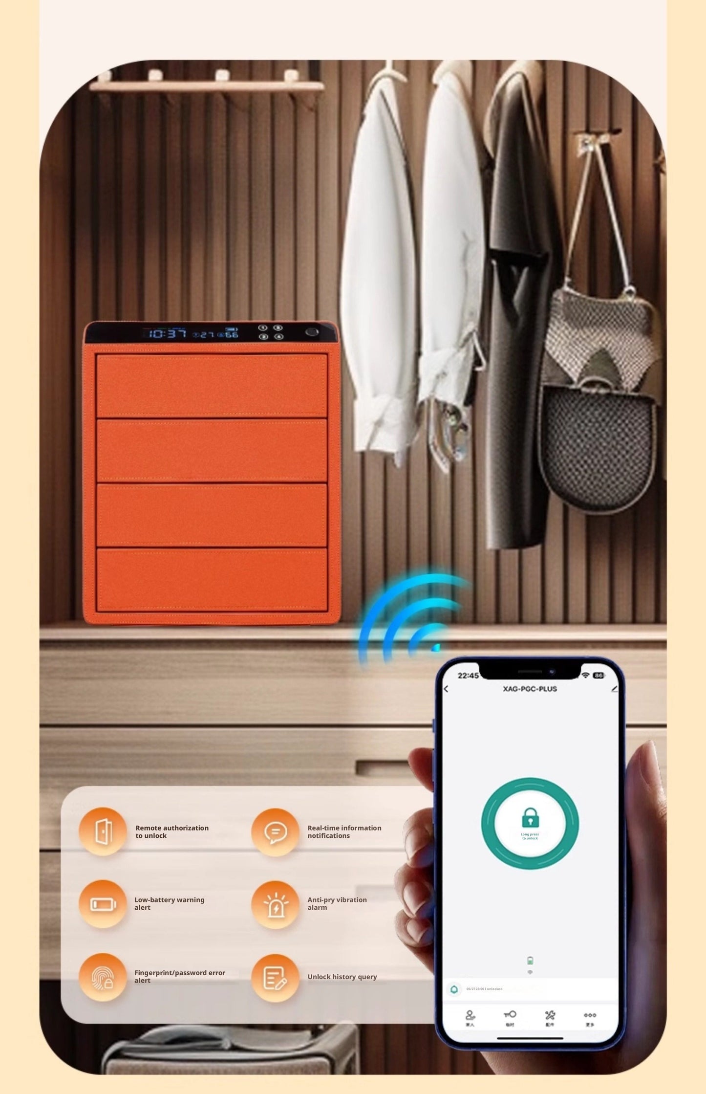 Smart Jewelry Safe Box, App Controlled Electronic Security Case, Multi-Drawer Lockable Storage, Remote Monitor