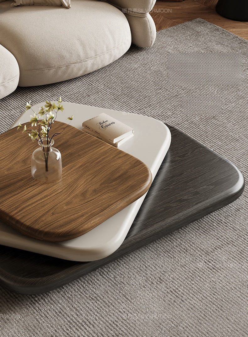 Ancient modern minimalist rotating folding coffee table Small household living room lacquered panel coffee table