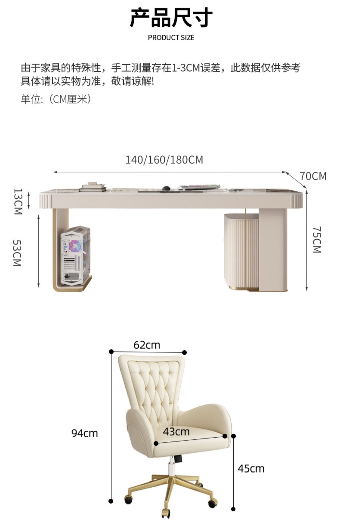 Italian desk Light luxury modern designer home rock board desk High-end study desktop computer desk study desk