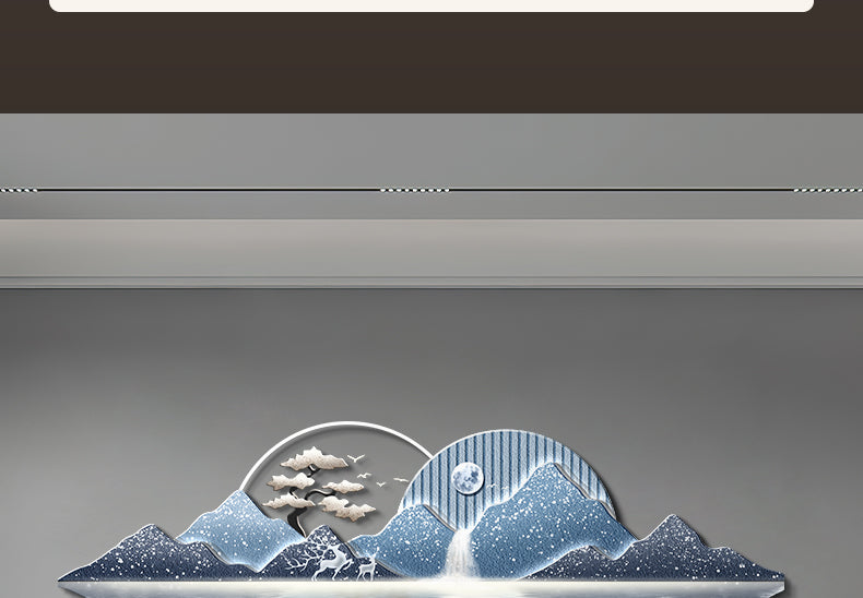 Water generates wealth light luxury living room decorative painting New Chinese sofa background wall hanging painting advanced sense welcome pine wall lamp painting
