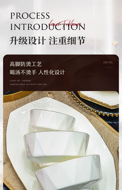 Underglaze color tableware Jingdezhen ceramic advanced sense light luxury bone China bowl dish dish set home