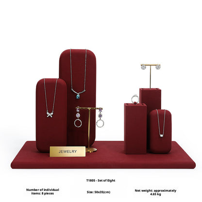 Elegant Metal Velvet Jewelry Organizer Display Props for Countertop