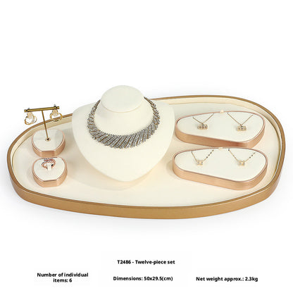 Rose Gold Suede Jewelry Display Stands & Trays for Boutique