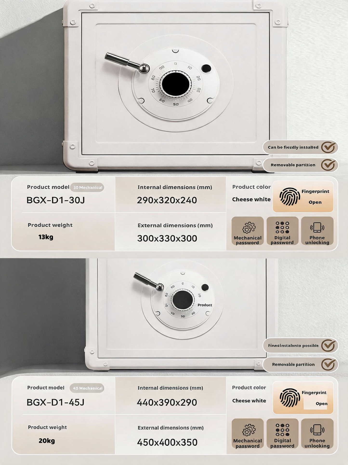 Retro Modern Jewelry Safe, A10-Grade Steel Security Box, Mechanical Dial Lock