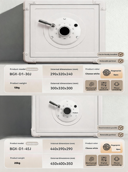 Retro Modern Jewelry Safe, A10-Grade Steel Security Box, Mechanical Dial Lock
