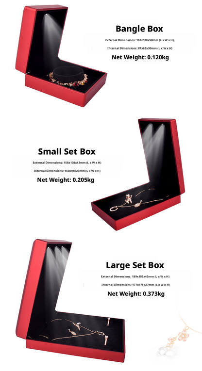 5pcs LED Jewelry Box with Light and Velvet Interior for Ring Bracelet Necklace Gift