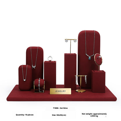 Elegant Metal Velvet Jewelry Organizer Display Props for Countertop
