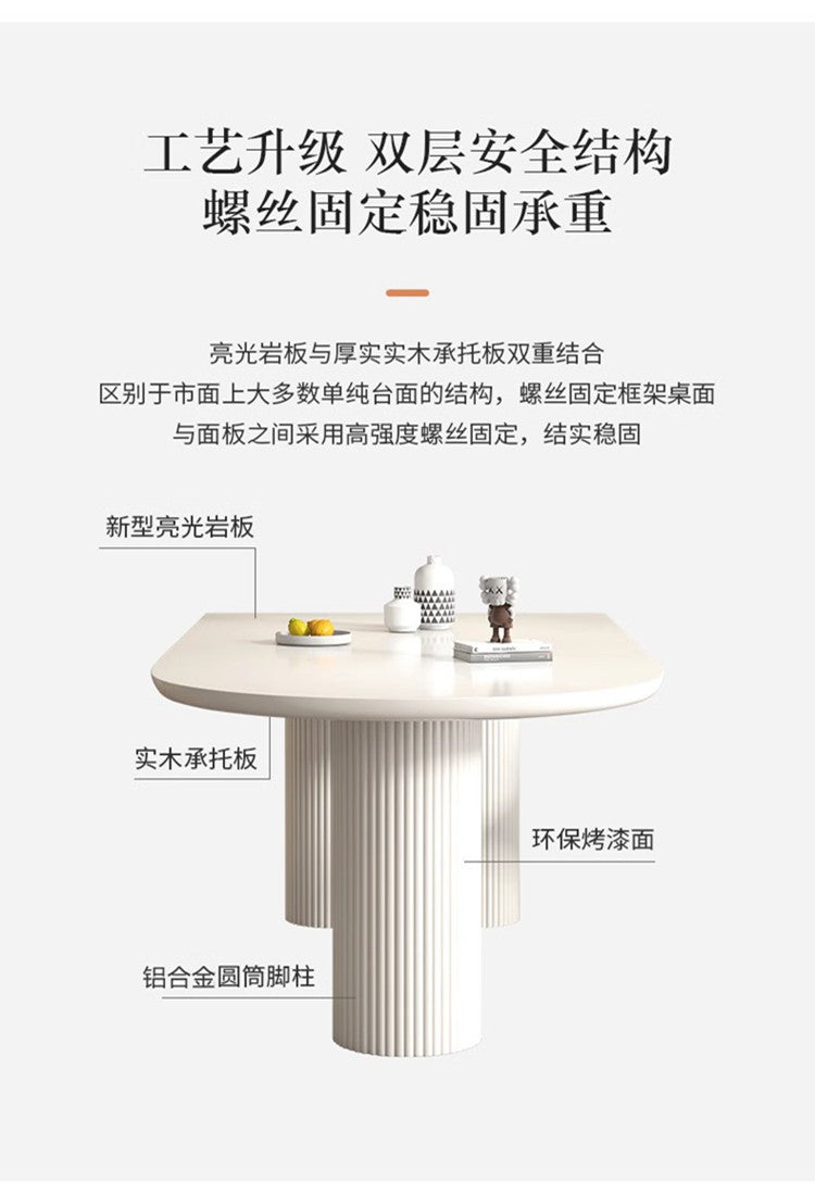 Small half round wall French Roman column cream style modern pure white dining table