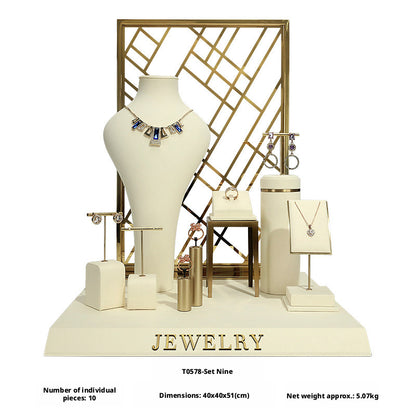 Modern Metal Suede Jewelry Organizer and Showcase Stand