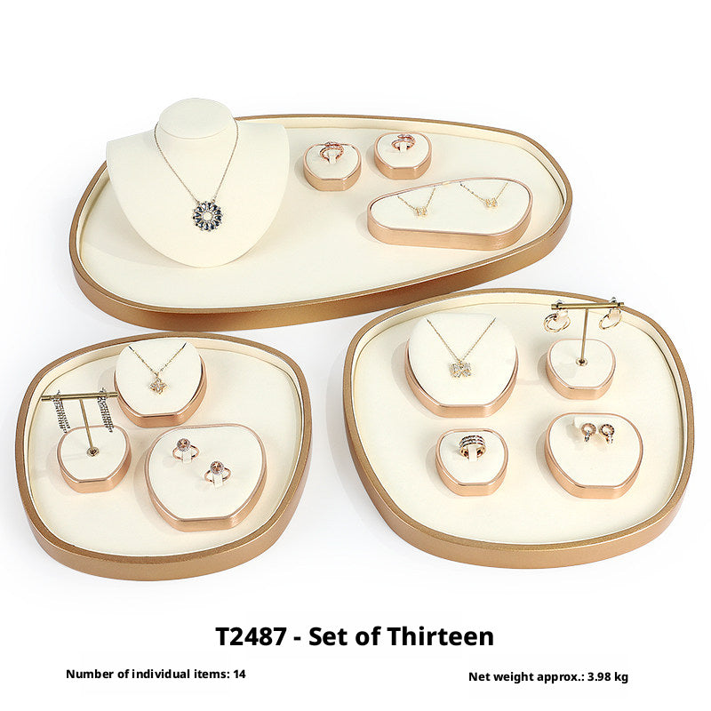 Rose Gold Suede Jewelry Display Stands & Trays for Boutique