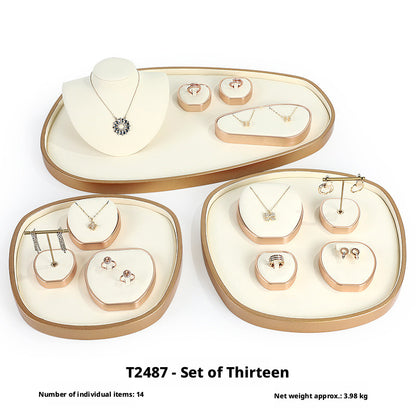 Rose Gold Suede Jewelry Display Stands & Trays for Boutique