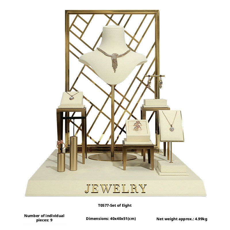 Modern Metal Suede Jewelry Organizer and Showcase Stand