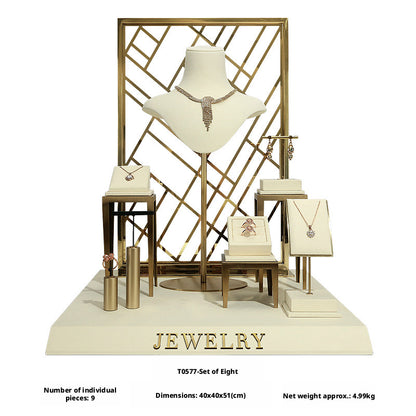 Modern Metal Suede Jewelry Organizer and Showcase Stand