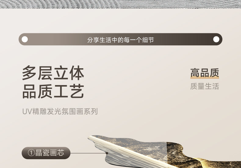Water generates wealth light luxury living room decorative painting New Chinese sofa background wall hanging painting advanced sense welcome pine wall lamp painting