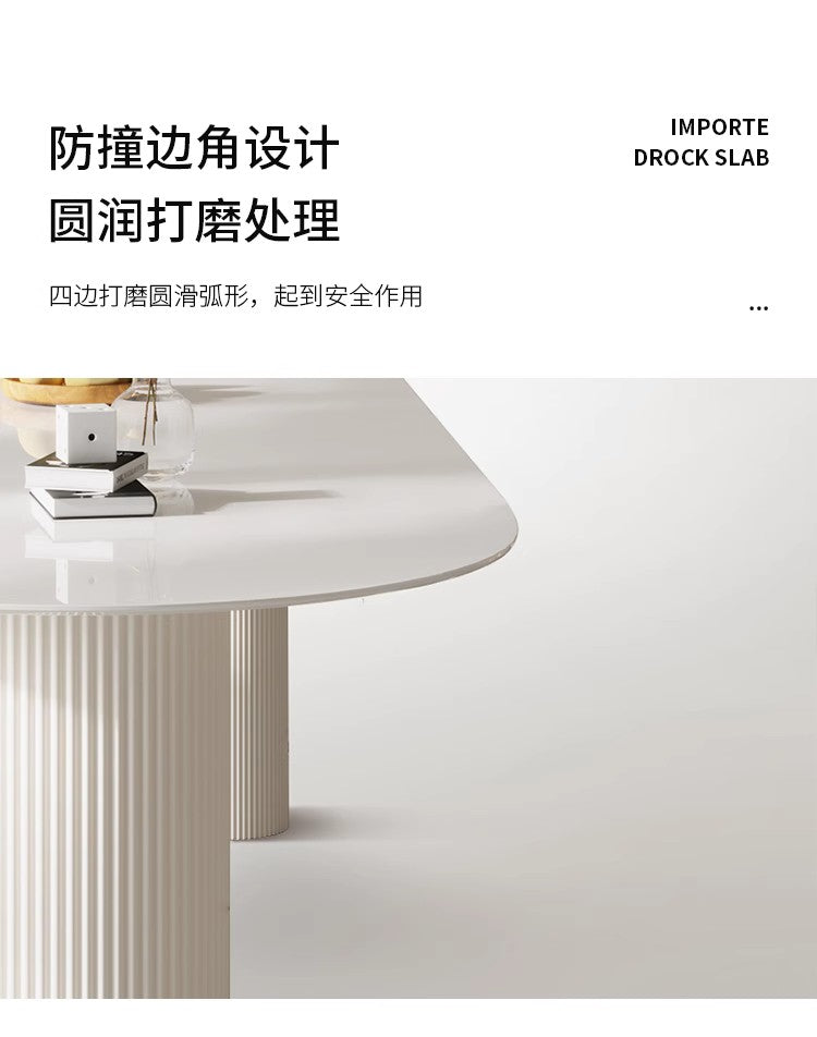 Small half round wall French Roman column cream style modern pure white dining table