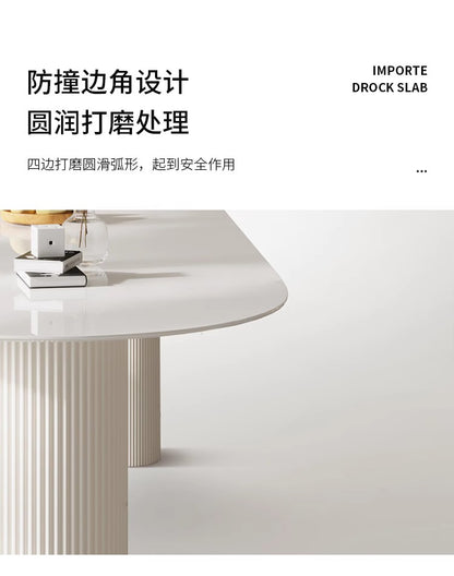 Small half round wall French Roman column cream style modern pure white dining table