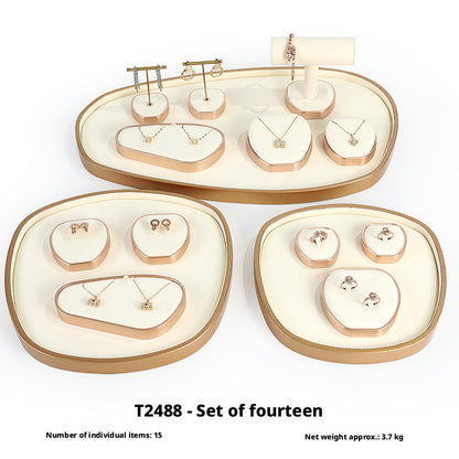 Rose Gold Suede Jewelry Display Stands & Trays for Boutique