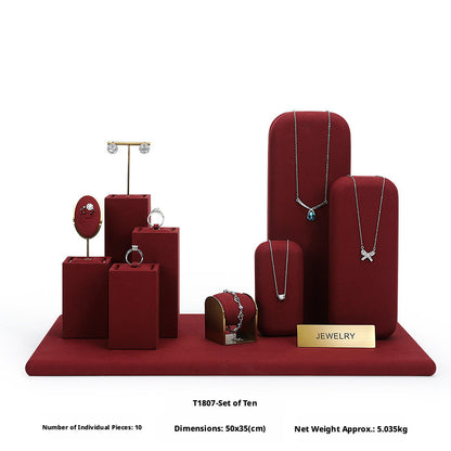 Elegant Metal Velvet Jewelry Organizer Display Props for Countertop