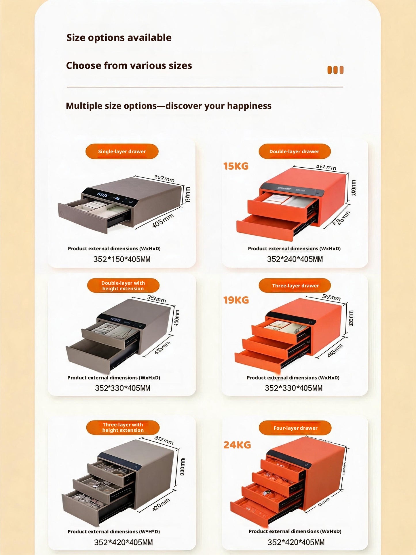 Smart Jewelry Safe Box, App Controlled Electronic Security Case, Multi-Drawer Lockable Storage, Remote Monitor
