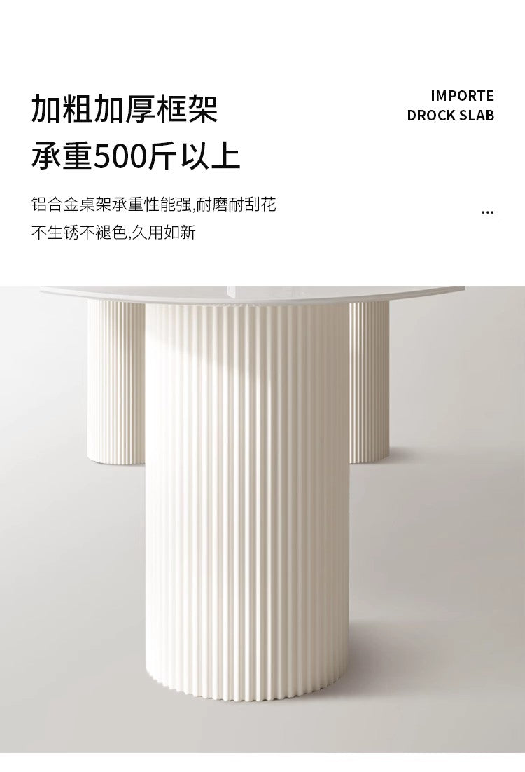 Small half round wall French Roman column cream style modern pure white dining table