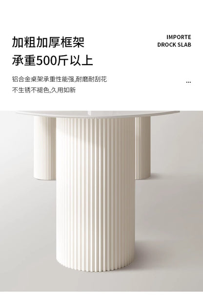 Small half round wall French Roman column cream style modern pure white dining table