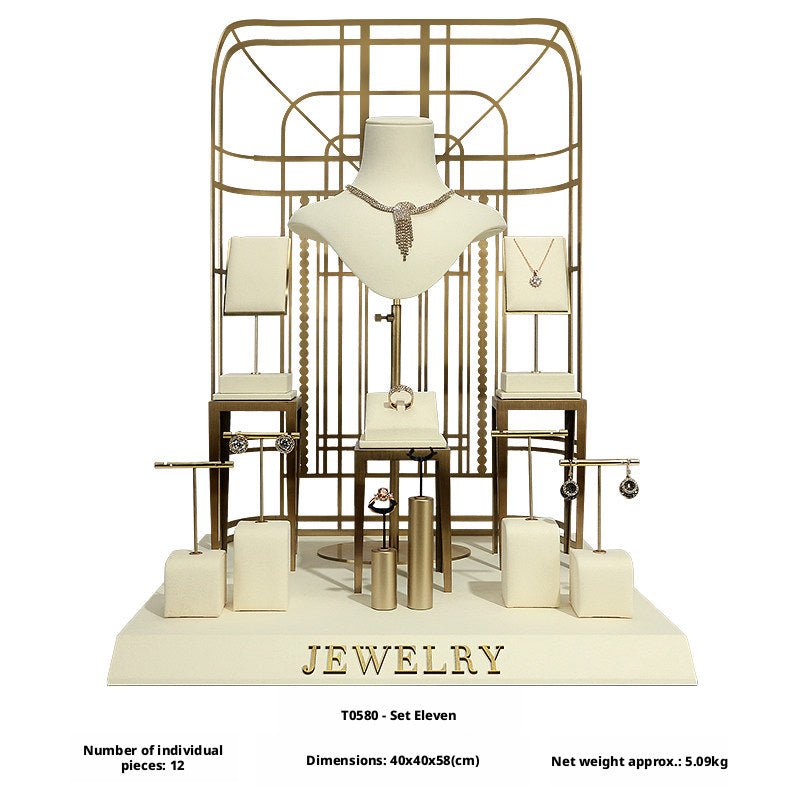 Modern Metal Suede Jewelry Organizer and Showcase Stand