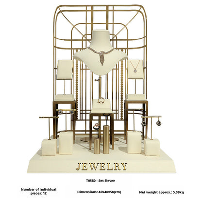 Modern Metal Suede Jewelry Organizer and Showcase Stand