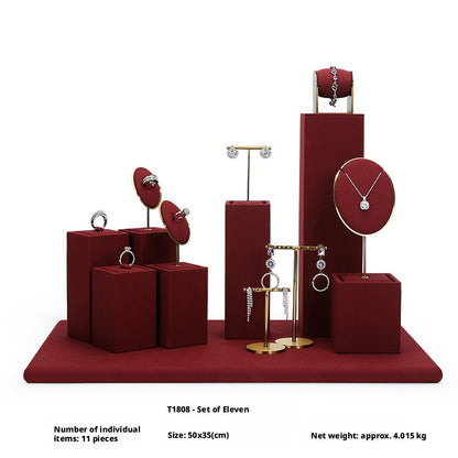 Elegant Metal Velvet Jewelry Organizer Display Props for Countertop