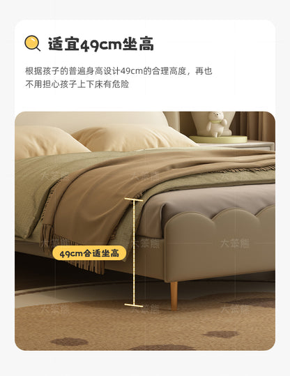 Children's bed Boy soft pack single bed Modern simple 1.5m solid wood boy leather bed cartoon creative bear bed