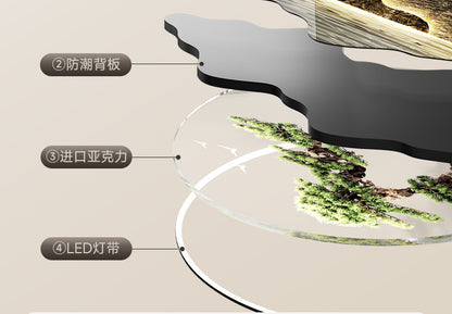 Water generates wealth light luxury living room decorative painting New Chinese sofa background wall hanging painting advanced sense welcome pine wall lamp painting