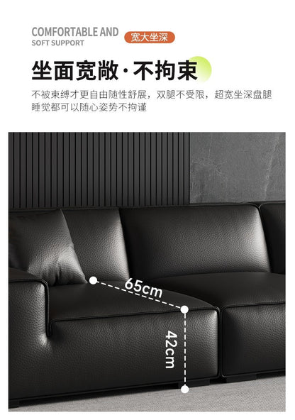 Italian minimalist cat scratch Pica big black cow sofa living room light luxury straight row leather art beancurd block small apartment combination