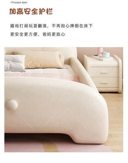 Children's bed Bunny bed Girl Princess Bed Cream soft bag Baby Small single bed with guardrail leather bed