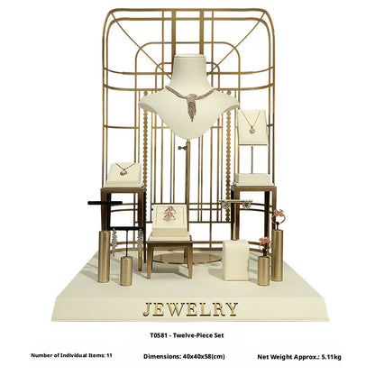 Modern Metal Suede Jewelry Organizer and Showcase Stand