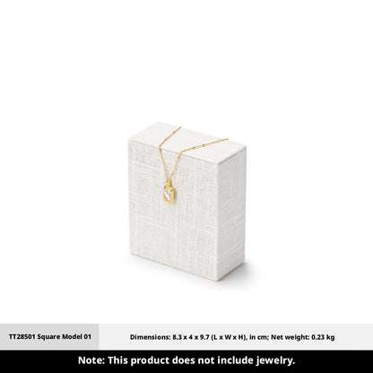 White Linen Jewelry Display Set with Multi-Level Risers for Vendors