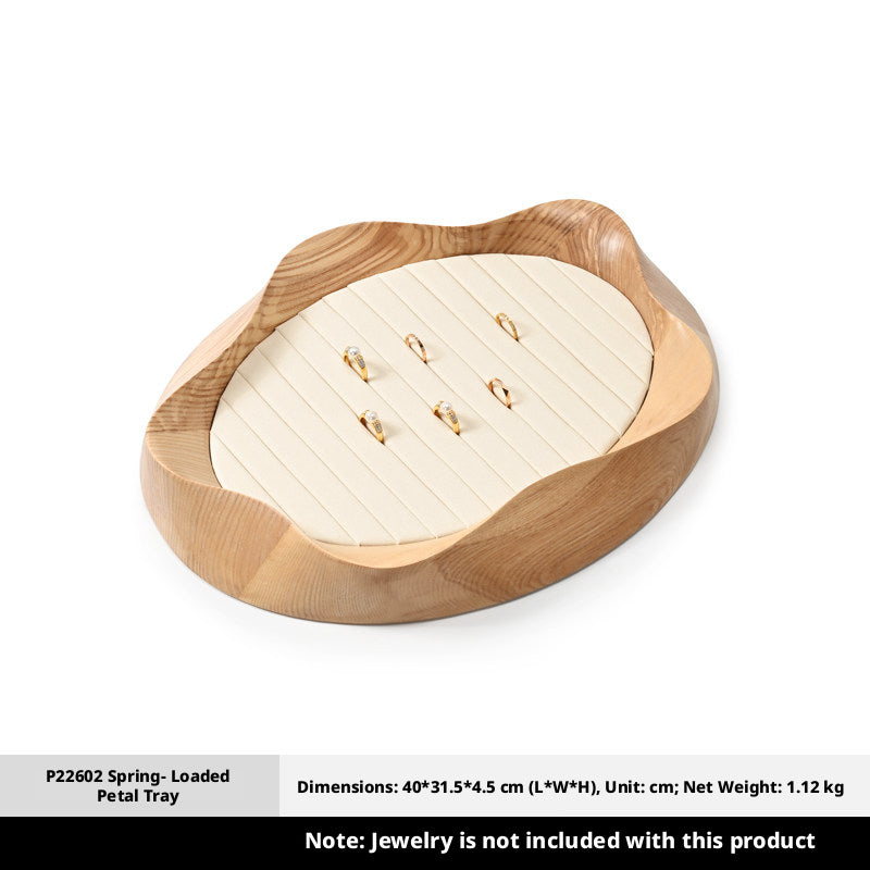 Wooden Jewelry Tray with Suede Lining for Necklace and Ring Display