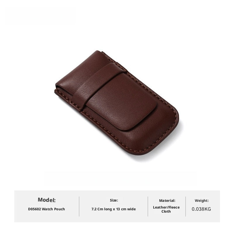 Slim Leather Watch Pouch, Travel Wristwatch Storage Holder, Business Accessory