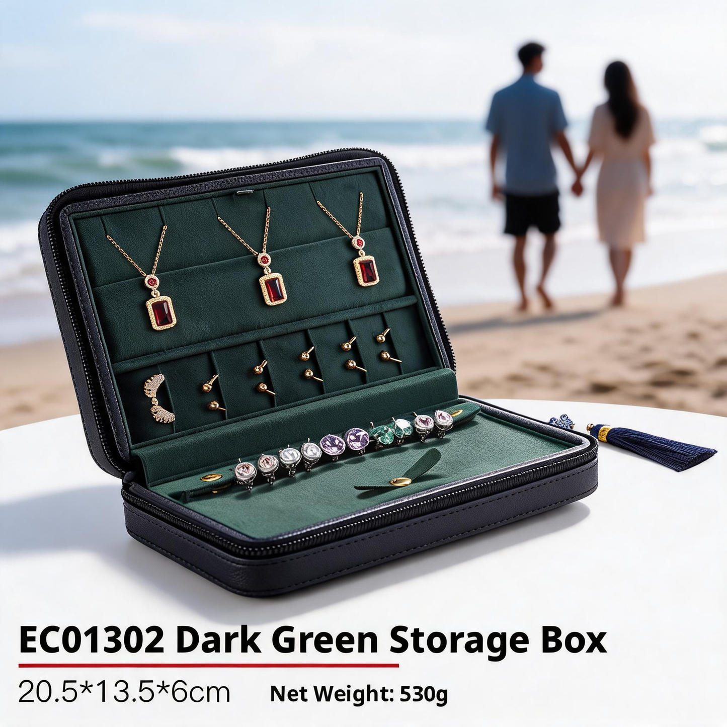 Leather Zipper Jewelry Storage Box, Soft Travel Case for Rings Necklaces, Gift for Her