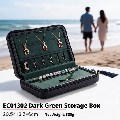 Leather Zipper Jewelry Storage Box, Soft Travel Case for Rings Necklaces, Gift for Her