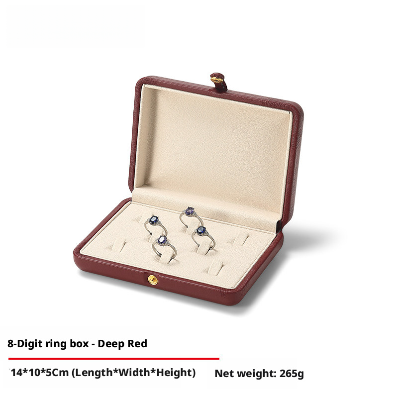 PU Leather Jewelry Box, Travel Ring Pendant Organizer, 8-Slot Snap Display Case Jewelry Supplies