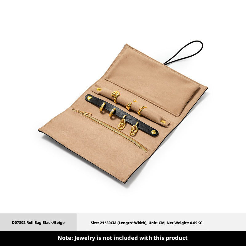Leather Travel Jewelry Organizer with Ring Holder for Necklaces and Earrings