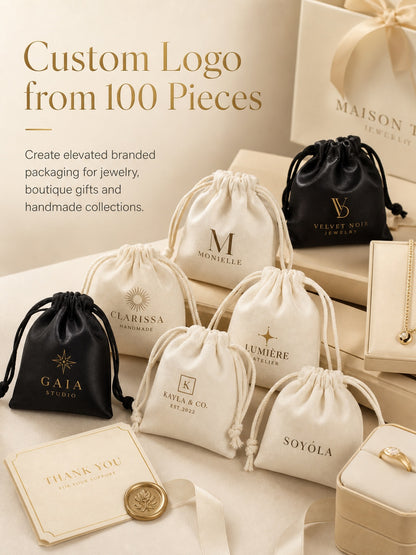 100pcs individuation Custom Cotton Jewelry Pouches, Eco-Friendly Drawstring Gift Bags